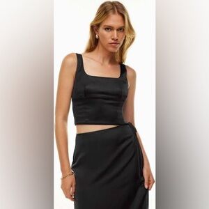 Aritzia Wilfred Black Shine Satin Bustier - Size 2XS